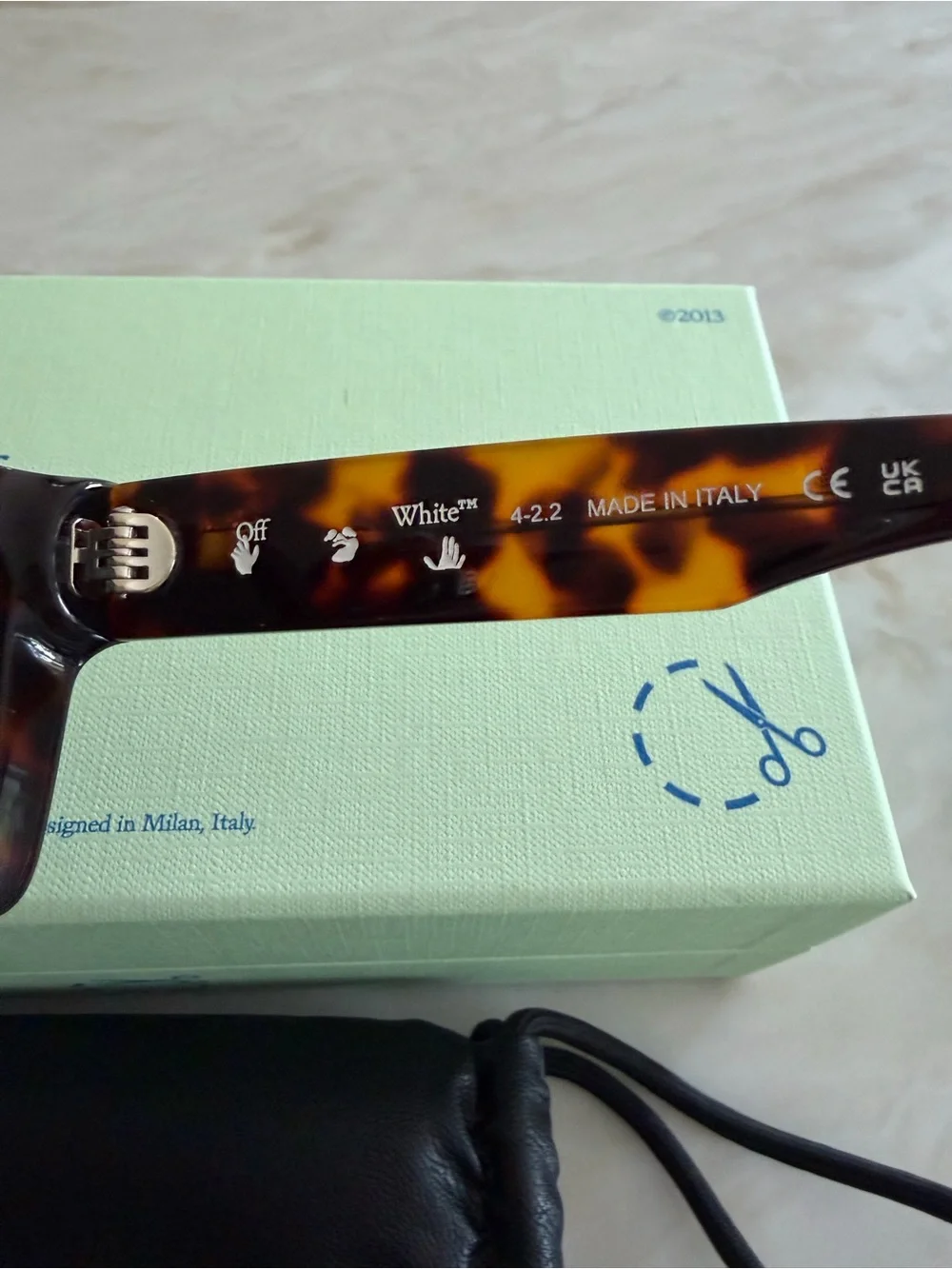 Off-White Tortoiseshell Square Sunglasses with Green Lenses
